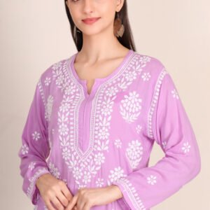 chikankari short kurti